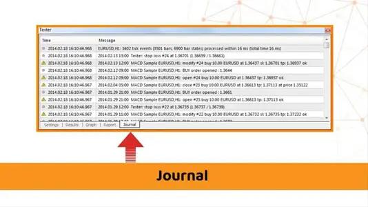 نحوه کار با برگه ژورنال journal در پنجره tester